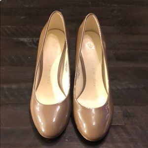 Tan And snakeskin heels